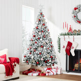 Snow Flocked Pine Christmas Tree with Metal Stand Base