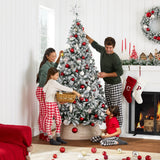 Snow Flocked Pine Christmas Tree with Metal Stand Base