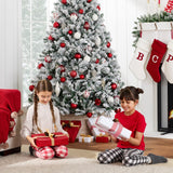 Snow Flocked Pine Christmas Tree with Metal Stand Base