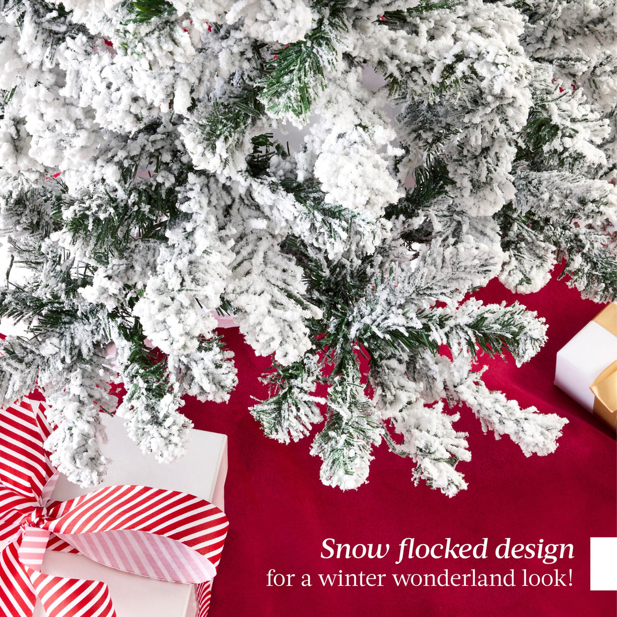Snow Flocked Pine Christmas Tree with Metal Stand Base