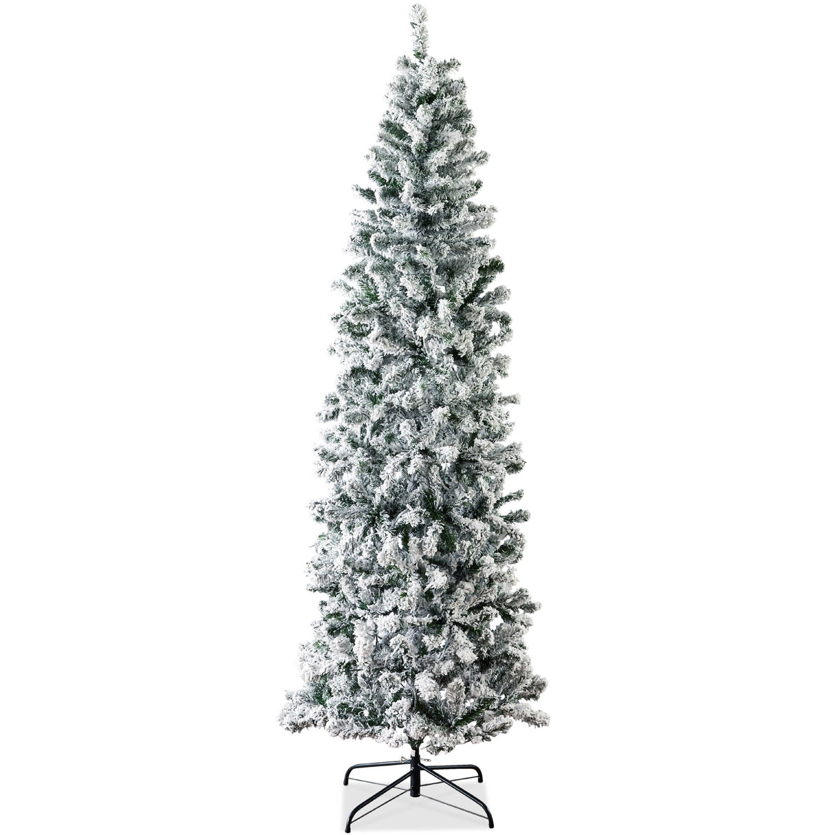 Snow Flocked Artificial Pencil Christmas Tree with Stand