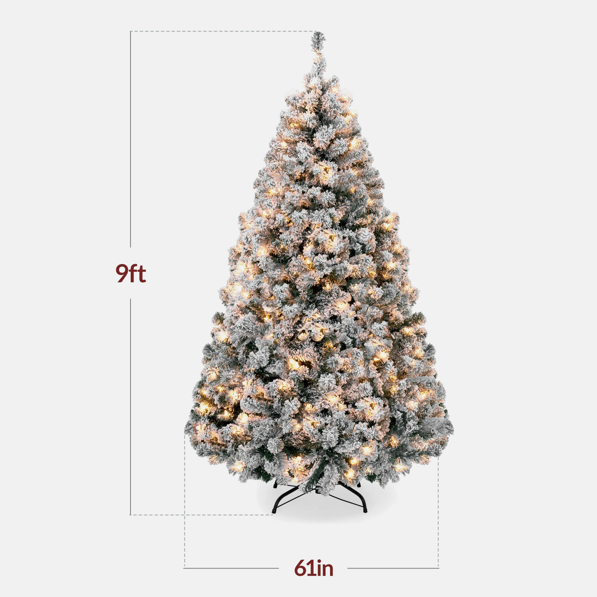 Pre Lit Snow Flocked Pine Christmas Tree with Warm Lights