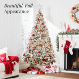 Pre Lit Snow Flocked Pine Christmas Tree with Warm Lights