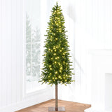 Pre Lit Alpine Slim Pencil Christmas Tree with LED Lights