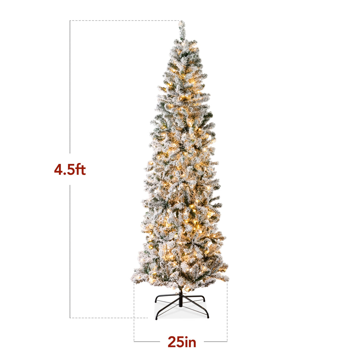 Pre-Lit Snow Flocked Pencil Christmas Tree with Warm String Lights product image
