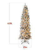 Pre-Lit Snow Flocked Pencil Christmas Tree with Warm String Lights product image