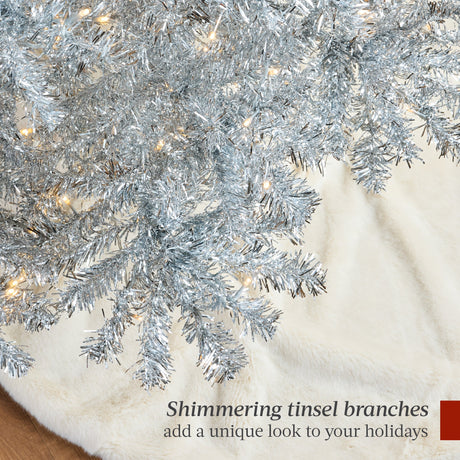 Pre-Lit Artificial Tinsel Christmas Tree with Shimmering Foldable Design product image