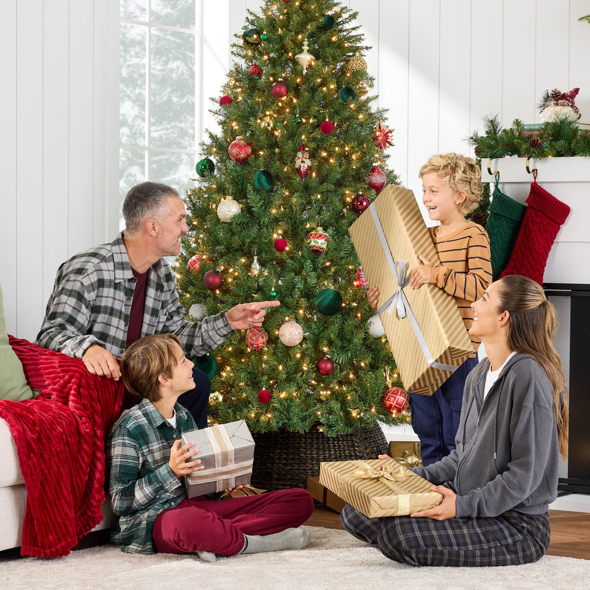Pre Lit Hinged Douglas Fir Christmas Tree with Stand