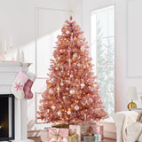 Pre-Lit Artificial Tinsel Christmas Tree with Foldable Metal Stand product image