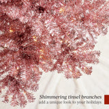 Pre-Lit Artificial Tinsel Christmas Tree with Foldable Metal Stand product image