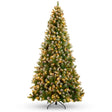 Pre-Lit Flocked Christmas Tree with Pine Cones and String Lights product image showing its overall design and key.