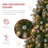 Pre-Lit Flocked Christmas Tree with Pine Cones and String Lights product image showing its overall design and key.
