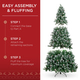 Pre-Lit Flocked Christmas Tree with Pine Cones and String Lights product image showing its overall design and key.