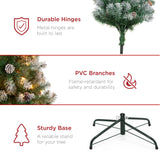 Pre-Lit Flocked Christmas Tree with Pine Cones and String Lights product image showing its overall design and key.