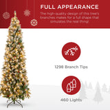 Pre Lit Flocked Spruce Pencil Christmas Tree with Pine Cones & Berries