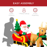 RADYAN lighted inflatable Santa Claus and reindeer Christmas decoration for outdoor yard display