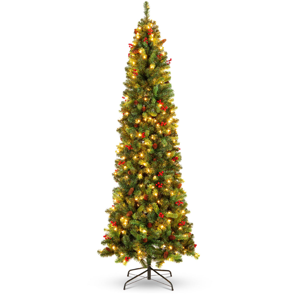 Hinged Douglas Fir Artificial Christmas Tree with Metal Stand