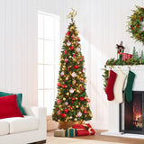 Hinged Douglas Fir Artificial Christmas Tree with Metal Stand
