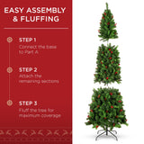 Hinged Douglas Fir Artificial Christmas Tree with Metal Stand