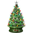 Pre-Lit Ceramic Christmas Tree Decoration with LED Light Timer product image showing its overall design and key.