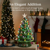 XL Pre-Lit Ceramic Christmas Tree with LED Light & Timer 24-Inch Long