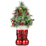 40in Santa Boots Christmas Decoration with Pre-Decorated Greenery & Lights