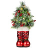 40in Santa Boots Christmas Decoration with Pre-Decorated Greenery & Lights