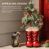 40in Santa Boots Christmas Decoration with Pre-Decorated Greenery & Lights