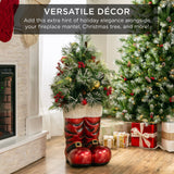 40in Santa Boots Christmas Decoration with Pre-Decorated Greenery & Lights