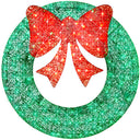 48-Inch Pre-Lit Outdoor Christmas Wreath with LED Lights & Decorative Bow