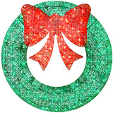 48-Inch Pre-Lit Outdoor Christmas Wreath with LED Lights & Decorative Bow