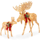 Pre-Lit Outdoor Christmas Wreath, LED Metal Holiday Decor w/ Bow - 48in