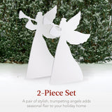 Set of 2 Christmas Angel Yard Decorations with PVC Silhouette Design