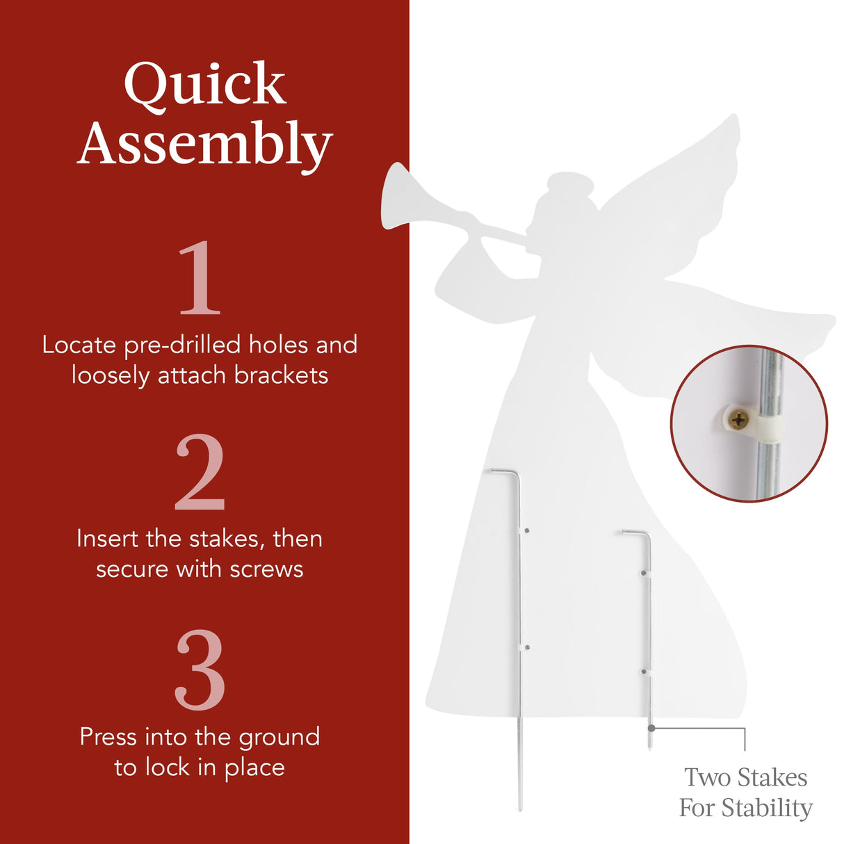 Set of 2 Christmas Angel Yard Decorations with PVC Silhouette Design