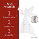 Set of 2 Christmas Angel Yard Decorations with PVC Silhouette Design
