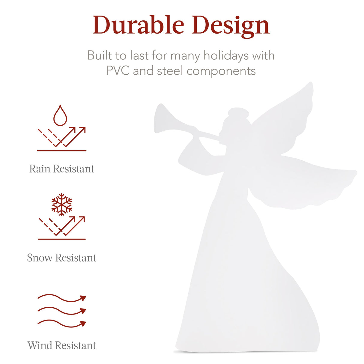 Set of 2 Christmas Angel Yard Decorations with PVC Silhouette Design