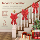 Set of 3 Pre-Lit Christmas Bow Decorations with LED Lights & 8 Lighting Modes