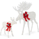 Pre-Lit Outdoor Christmas Wreath, LED Metal Holiday Decor w/ Bow - 48in