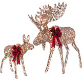 RADYAN lighted moose family set displayed outdoors for Christmas yard and holiday decoration