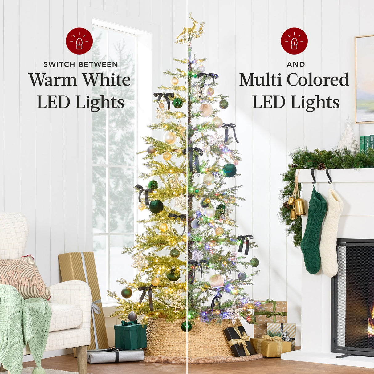 Pre Lit Elegant Sparse Christmas Tree with 2 in 1 LED Lights Cordless Connection