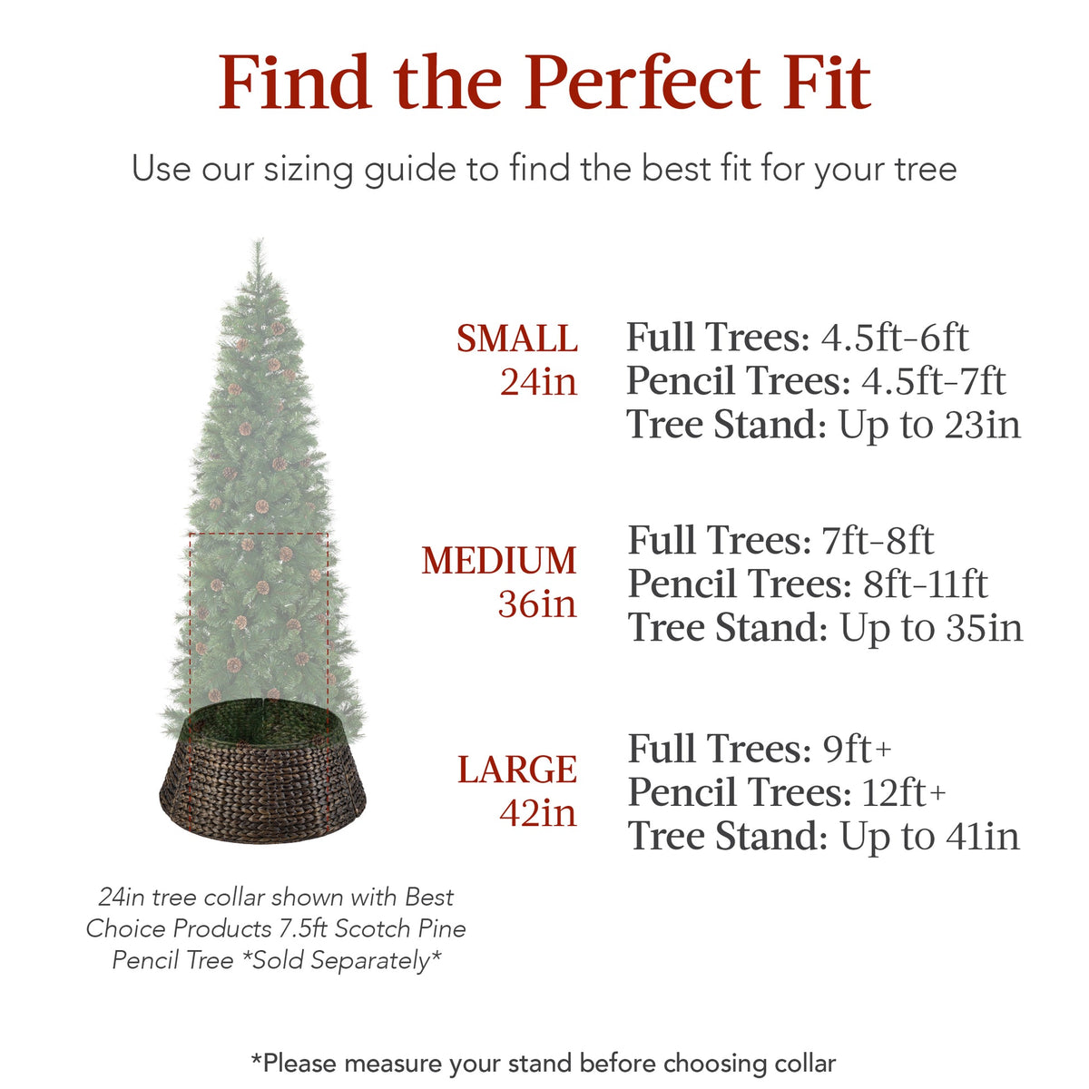 Handwoven hyacinth Christmas tree collar with braided design wrapped around a tree base