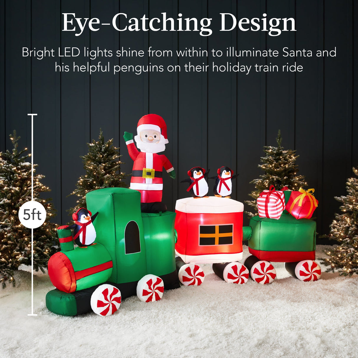 8.5ft Pre-Lit Inflatable Christmas Train with Animated Santa & LED Lights