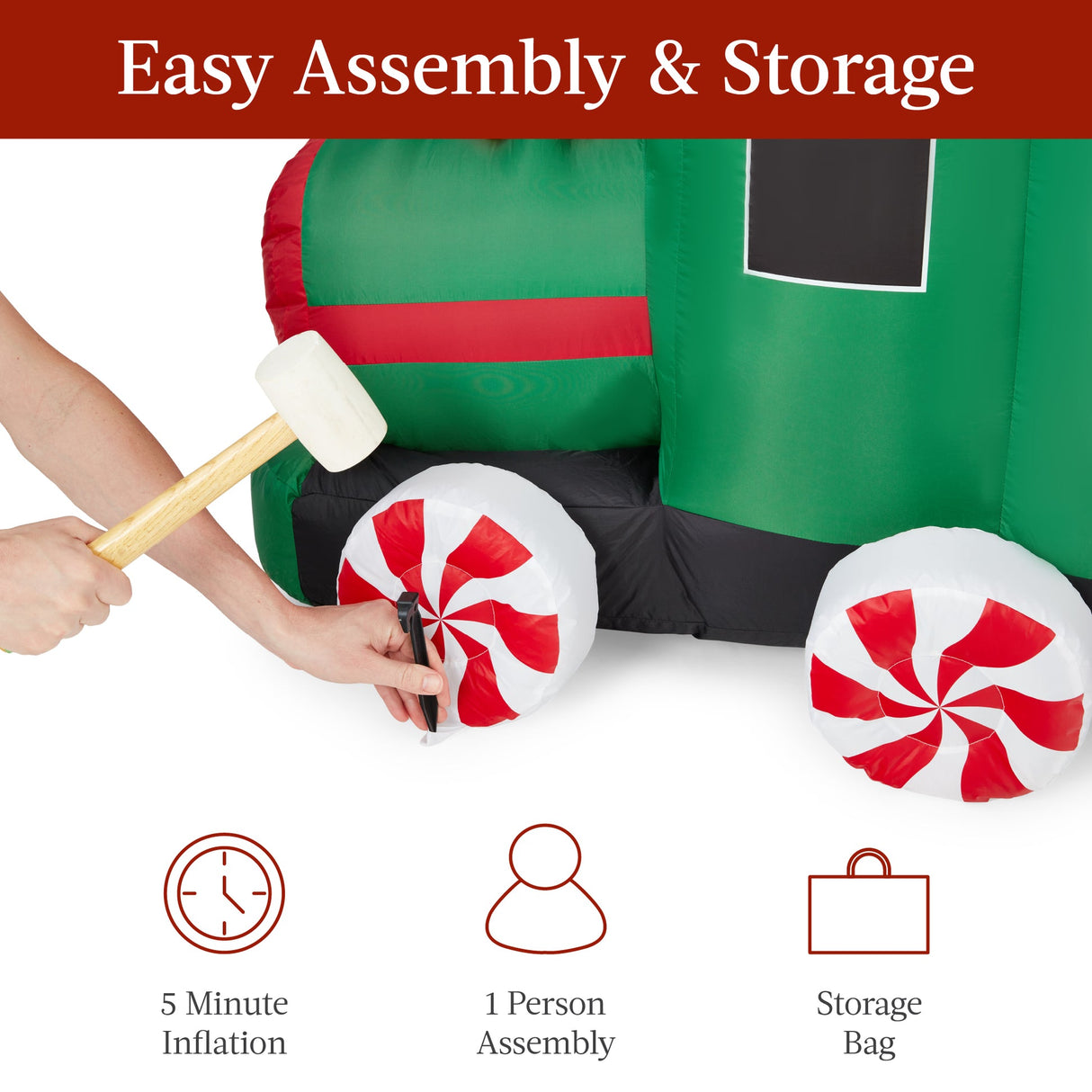 8.5ft Pre-Lit Inflatable Christmas Train with Animated Santa & LED Lights