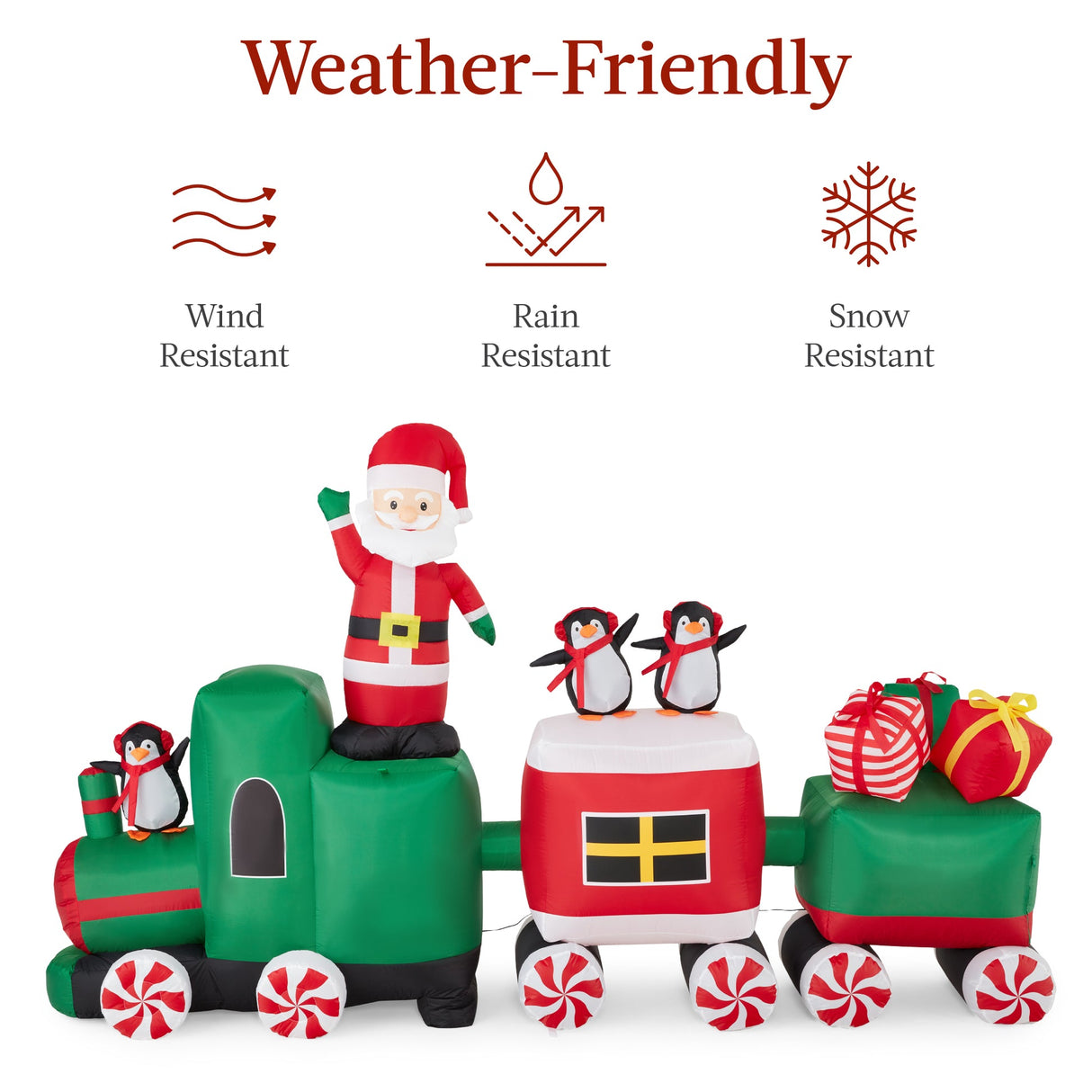 8.5ft Pre-Lit Inflatable Christmas Train with Animated Santa & LED Lights