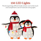 2-Piece Lighted Pop-Up Penguin Family Christmas Decoration with 150 LED Lights