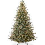 Pre Lit Semi Flocked Cashmere Christmas Tree with LED Lights
