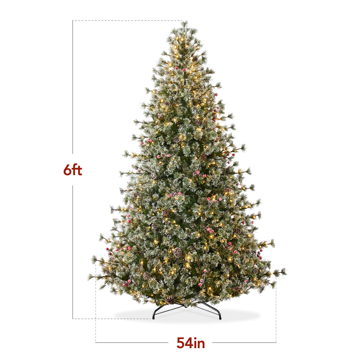 Pre Lit Semi Flocked Cashmere Christmas Tree with LED Lights