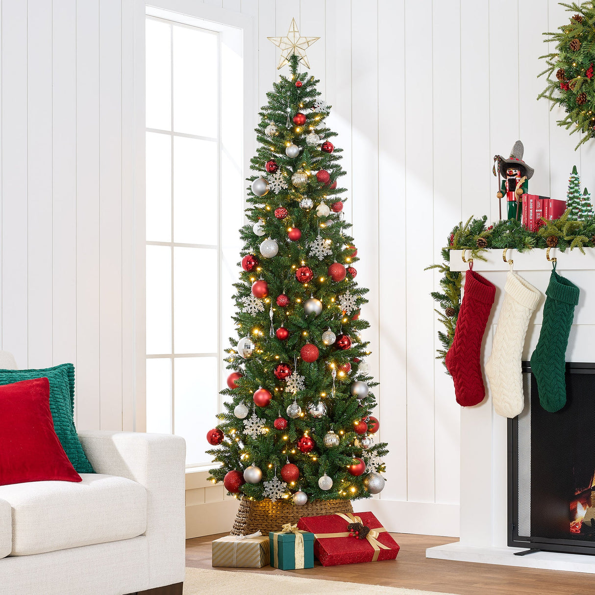 Prelit Spruce Pencil Christmas Tree with Incandescent Lights