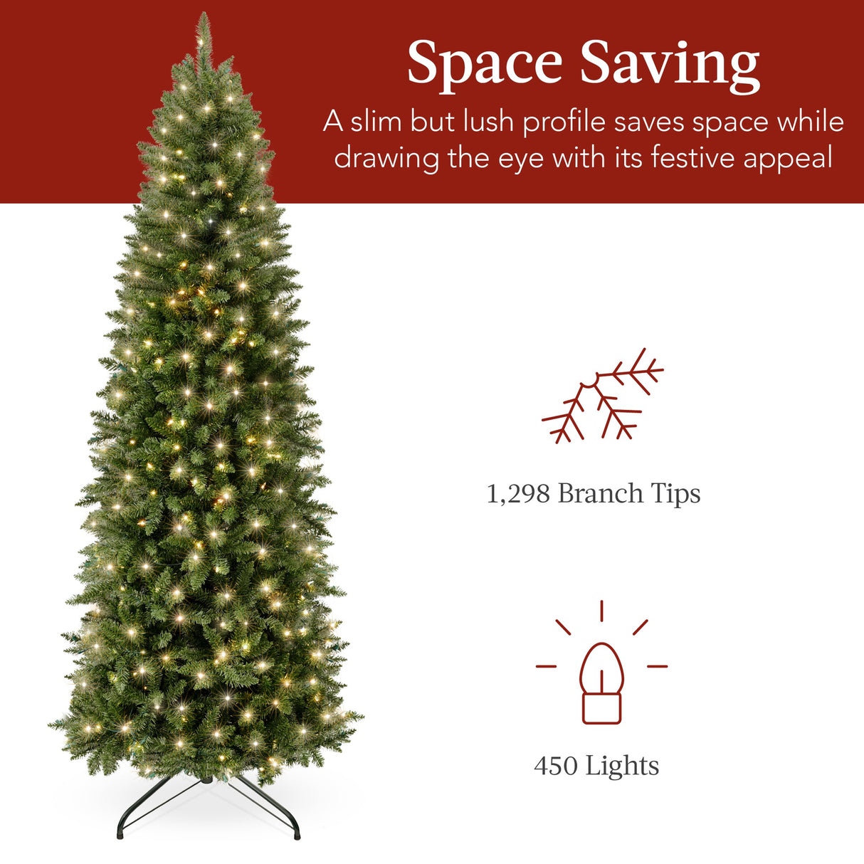 Prelit Spruce Pencil Christmas Tree with Incandescent Lights