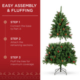 Pre Lit Pre Decorated Spruce Christmas Tree with Pine Cones